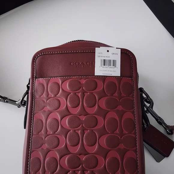 Coach Men's Red Leather Crossbody Bag
